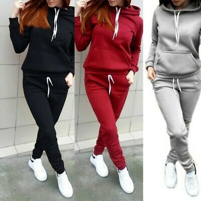 2pcs Women Tracksuit Hoodie Sweatshirt Tops Pant Set Casual Sports Sweat Suit